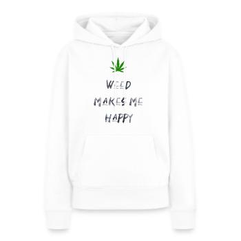 weed macht mich glücklich Cannabis Marihuana - Frauen Premium Bio Hoodie - Weiß - Vorne - Julia (174cm)