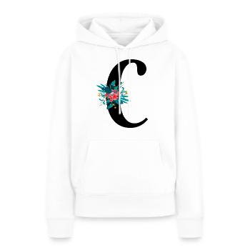 lettre C fleuris - Sweat à capuche Premium bio Femme - blanc - Devant - Julia (174cm)