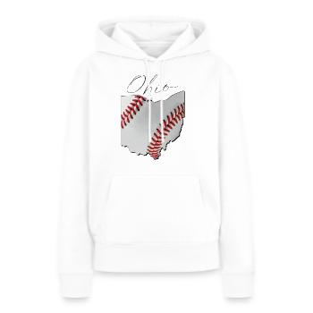 Ohio (États-Unis) | Vrai baseball | Script de carte - Sweat à capuche Premium bio Femme - blanc - Devant - Julia (174cm)