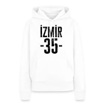 Fiers Turcs d’Izmir – Numéro 35 - Sweat à capuche Premium bio Femme - blanc - Devant - Julia (174cm)