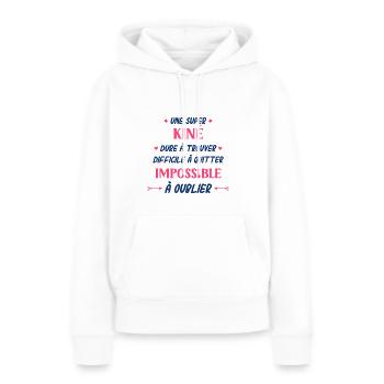 Super kiné - Sweat à capuche Premium bio Femme - blanc - Devant - Julia (174cm)
