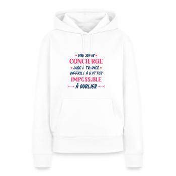 Super concierge - Sweat à capuche Premium bio Femme - blanc - Devant - Julia (174cm)
