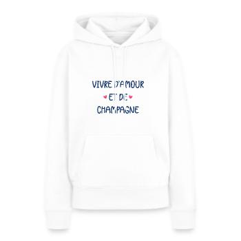 Vivre d'amour de - Sweat à capuche Premium bio Femme - blanc - Devant - Julia (174cm)