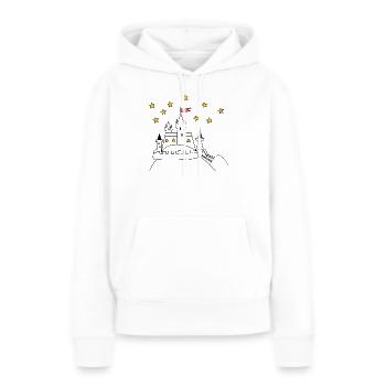 Château - Sweat à capuche Premium bio Femme - blanc - Devant - Julia (174cm)