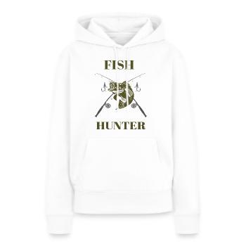 Fish Hunter Tshirt Angler Geschenk - Frauen Premium Bio Hoodie - Weiß - Vorne - Julia (174cm)
