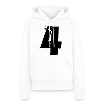 4 Nombre - Sweat à capuche Premium bio Femme - blanc - Devant - Julia (174cm)