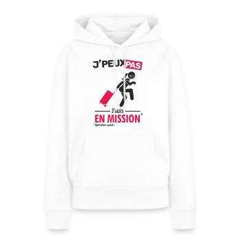 J'peux pas, j'suis en mission (femme) - Sweat à capuche Premium bio Femme - blanc - Devant - Julia (174cm)