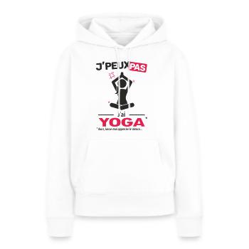 J'peux pas, j'ai yoga (femme) - Sweat à capuche Premium bio Femme - blanc - Devant - Julia (174cm)