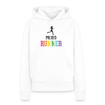 Fier coureur LGBT - Sweat à capuche Premium bio Femme - blanc - Devant - Julia (174cm)