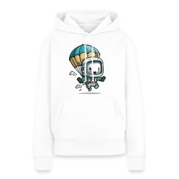 Fallschirmsprung-Bot - Frauen Premium Bio Hoodie - Weiß - Vorne - Julia (174cm)