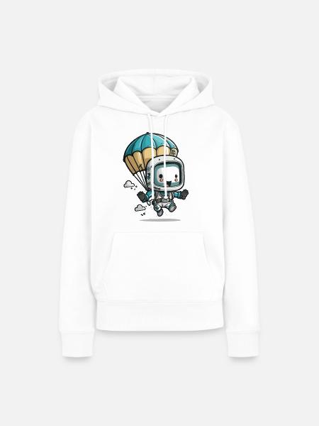 Fallschirmsprung-Bot - Frauen Premium Bio Hoodie - Weiß