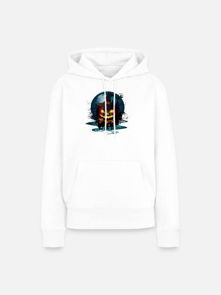 Kürbis mit Hexenhut - Frauen Premium Bio Hoodie - Weiß