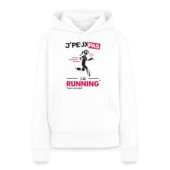J'peux pas, j'ai running (version femme) - Sweat à capuche Premium bio Femme - blanc - Devant - Julia (174cm)