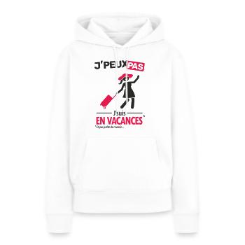 J'peux pas, j'suis en vacances (version femme) - Sweat à capuche Premium bio Femme - blanc - Devant - Julia (174cm)