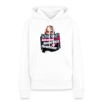 Mann mit Glatze und Pferdeschwanz - Frauen Premium Bio Hoodie - Weiß - Vorne - Julia (174cm)