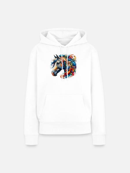 Pferd - Frauen Premium Bio Hoodie - Weiß