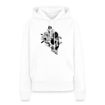 Flowerskull - Frauen Premium Bio Hoodie - Weiß - Vorne - Julia (174cm)