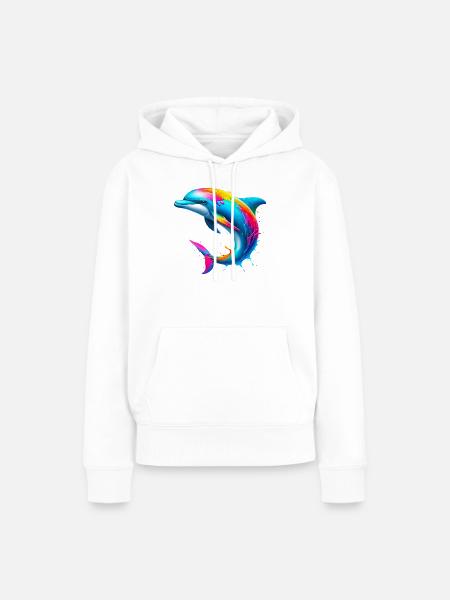 Delfin - Frauen Premium Bio Hoodie - Weiß
