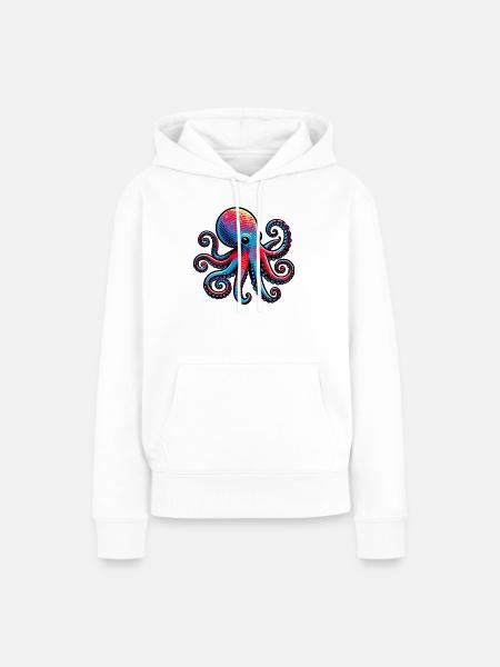 Krake - Frauen Premium Bio Hoodie - Weiß