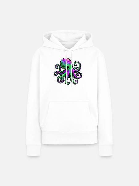 Krake - Frauen Premium Bio Hoodie - Weiß