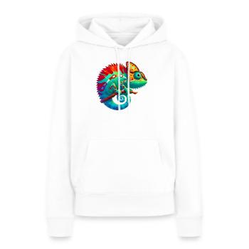 Caméléon - Sweat à capuche Premium bio Femme - blanc - Devant - Julia (174cm)
