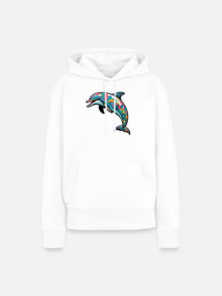 Delfin - Frauen Premium Bio Hoodie - Weiß