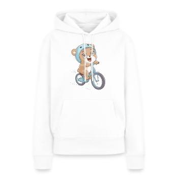 Süßer Radfahrer Bär mit Helm Fahrrad Sport - Frauen Premium Bio Hoodie - Weiß - Vorne - Julia (174cm)