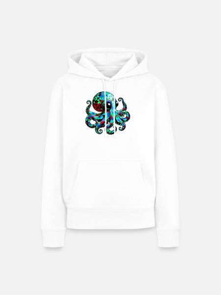 Krake - Frauen Premium Bio Hoodie - Weiß