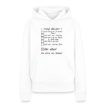 Quelqu’un qui va en Australie Bonne chance - Sweat à capuche Premium bio Femme - blanc - Devant - Julia (174cm)