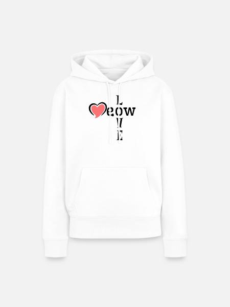 Rosa Herz-Silhouette auf Schwarz - Frauen Premium Bio Hoodie - Weiß