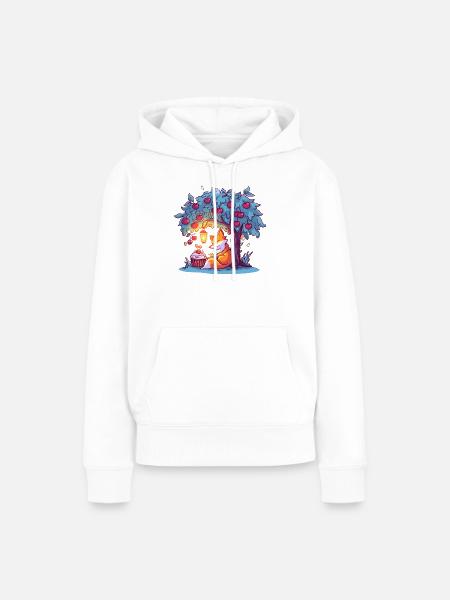 Kirschenbaum-Fuchs bei Laterne - Frauen Premium Bio Hoodie - Weiß