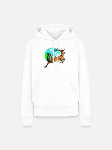 Luftsprunghirsch im Neonkreis - Frauen Premium Bio Hoodie - Weiß