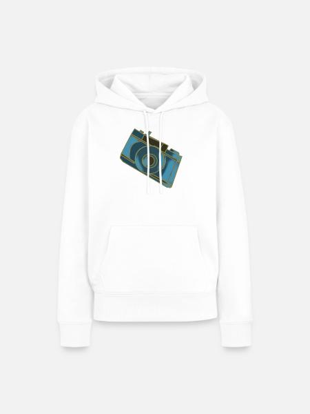 Kameramotiv Retro Blau - Frauen Premium Bio Hoodie - Weiß
