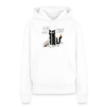 Chat noir enveloppé de lumières - Sweat à capuche Premium bio Femme - blanc - Devant - Julia (174cm)