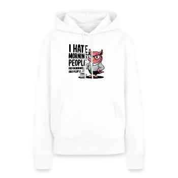 Hibou d’affaires en costume avec café - Sweat à capuche Premium bio Femme - blanc - Devant - Julia (174cm)