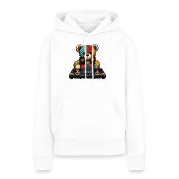 Patchbear DJ Patchwork - Sweat à capuche Premium bio Femme - blanc - Devant - Julia (174cm)