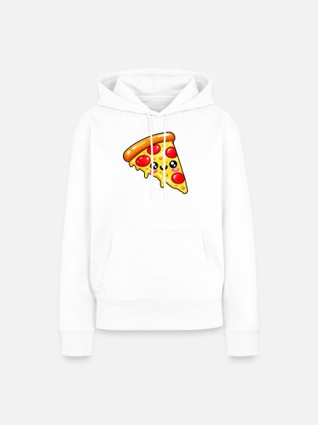 Kawaii Pizza Slice Cartoon - Frauen Premium Bio Hoodie - Weiß