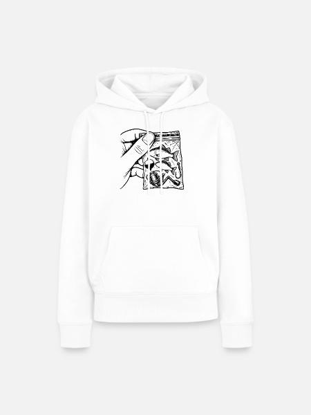 Fischersucht – Fischfisch-Angelausrüstungsbeutel - Frauen Premium Bio Hoodie - Weiß