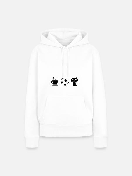Kaffee. Katzen. Fußball - Frauen Premium Bio Hoodie - Weiß