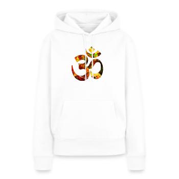 om - Sweat à capuche Premium bio Femme - blanc - Devant - Julia (174cm)