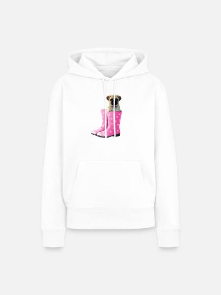 Mops - Frauen Premium Bio Hoodie - Weiß