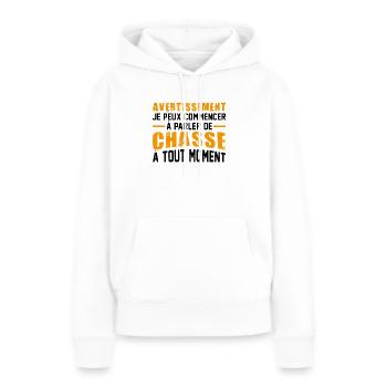 Avertissement Chasse - Sweat à capuche Premium bio Femme - blanc - Devant - Julia (174cm)
