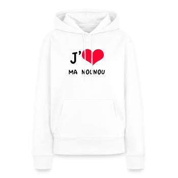 "Ich liebe mein Kindermädchen" rotes Herz - Frauen Premium Bio Hoodie - Weiß - Vorne - Julia (174cm)