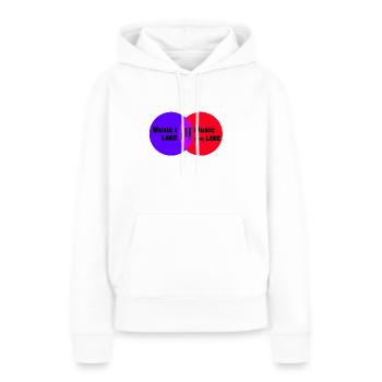 Musique que j'aime, la musique que vous aimez - Sweat à capuche Premium bio Femme - blanc - Devant - Julia (174cm)
