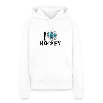 i love hockey de - Frauen Premium Bio Hoodie - Weiß - Vorne - Julia (174cm)
