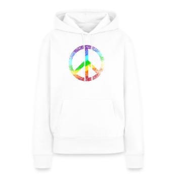 Signes de paix Arc-en-ciel Pacifiste Paix Graffitis - Sweat à capuche Premium bio Femme - blanc - Devant - Julia (174cm)