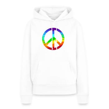 Signes de paix Arc-en-ciel Paix Pacifiste Reggae - Sweat à capuche Premium bio Femme - blanc - Devant - Julia (174cm)