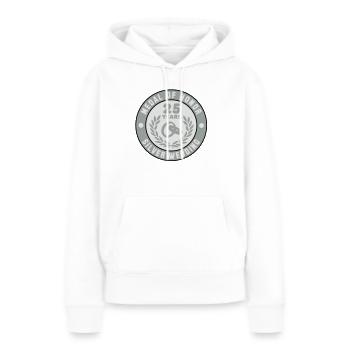 MEDAL OF HONOR ARGENT MARIAGE 25 3C - Sweat à capuche Premium bio Femme - blanc - Devant - Julia (174cm)