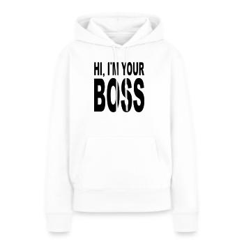 your boss - Sweat à capuche Premium bio Femme - blanc - Devant - Julia (174cm)