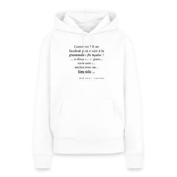 Queneau-Grammaire - Sweat à capuche Premium bio Femme - blanc - Devant - Julia (174cm)
